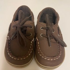 Brown Sperry infant shoe